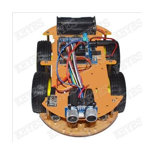 Multi-function 4WD Robot Car Kits Ultrasonic Module UNO R3 MEGA328P Robot Car Assembly Kit for Arduino connector