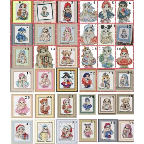 Counted Cross Stitch Kit Halloween Easter Bunny Alice, Spring Unicorn Bunny Anna Pink Owl Bunny in Cup Rabbit Pilot Bee Berry
