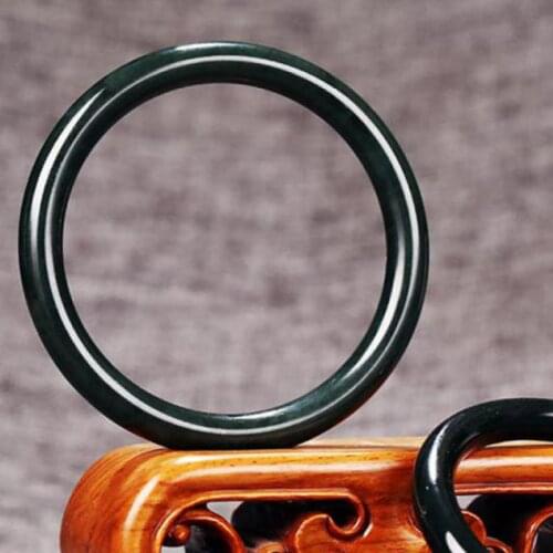 Genuine Natural Hetian Jade Bracelet Bangles Hand-carved Round Bar Bracelet Jewelry Lucky Amulet Gifts For Women And Men