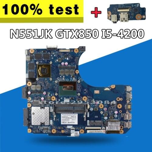 Send board+N551JK Motherboard i5-4200 GTX850 For Asus N551J N551JW G551J G551JK N551JK Laptop motherboard N551JK Mainboard