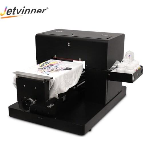 Jetvinner A4 size flatbed printer DTG Printers T-shirt Printers for light and dark color T-shirt directly