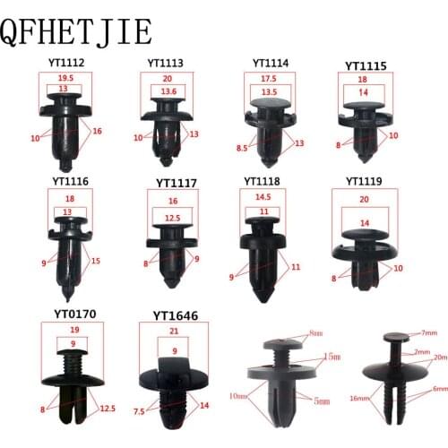 QFHETJIE 200pcs Black Plastic Mixed Auto Fastener Vehicle Car Bumper Clips Retainer Rivet Door Panel Fender Liner