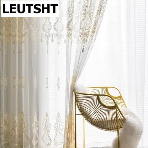 Embroidered Curtains for Living dining Room Bedroom Tulle Curtains for Girl Kids Room Window White Embroidered Sheer