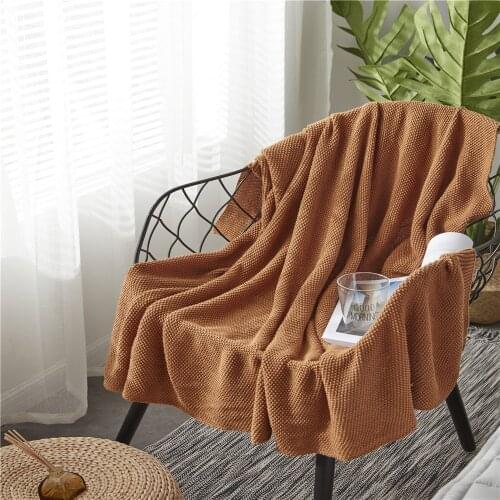 Cotton Knitted Throw Blanket for Beds Modern Line Art Sherpa Aircondition Blanket for Couch Travel Sofa Cover Cobertor Bedspread