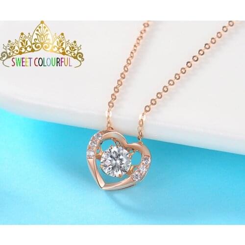 High-end heart-shaped 100% 18k rose gold necklace AU750