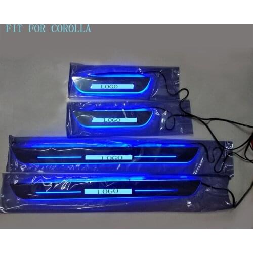 FIT For Toyota Corolla 2008-2013 Door Sill Protector LED Pedal Scuff Plate Cover Trim Car Styling 4Pcs