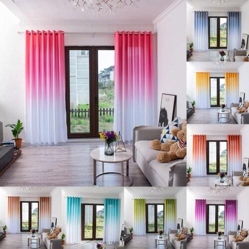 Modern Fashion Blackout Curtains Gradient Color Print Window Blinds Curtain Home Living Room Bedroom Balcony Drape Decoration