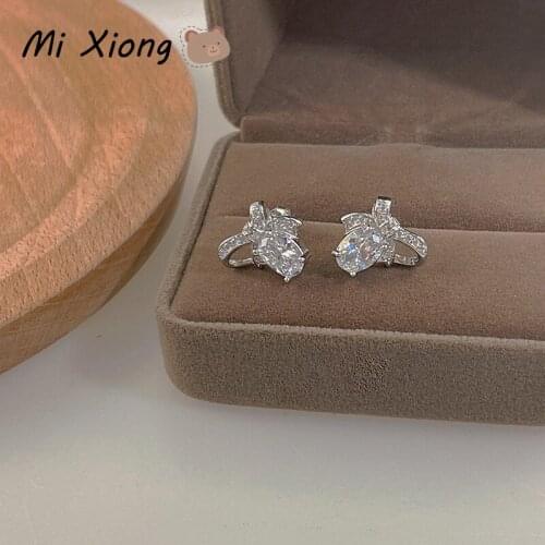 Mi Xiong Real 925 Sterling Silver Stud Earrings Womens Unique Luxury Jewelry Fine Diamonds Exquisite Elegant Party Wedding Charm