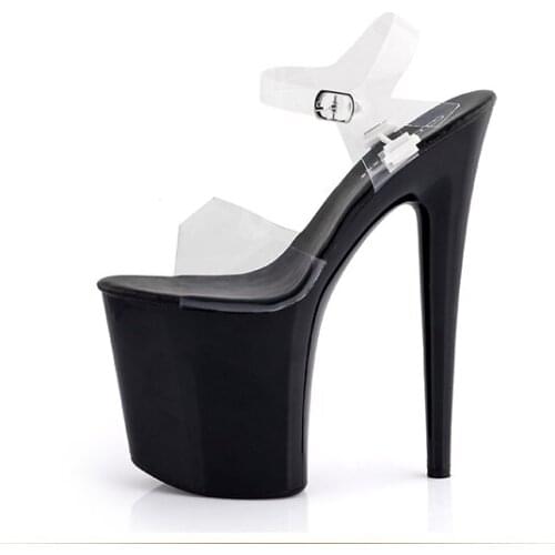 Women Shoes 2019 High Heel 20cm Thick Soles Peep Toe Model Catwalk Nightclub Sexy Waterproof Sandals Steel Pipe Dance Shoes