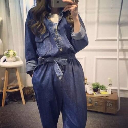 Womens clothing denim fabric women Jumpsuits Playsuits womens Bodysuits korean style fashion spring/autumn women sets