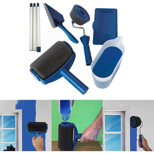 1 Set Paint Runner Roller Brush Handle Tool Flocked Edger Office Room Wall Painting Home Tool Roller Paint Brush Set Dropship