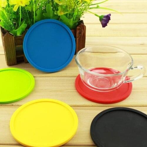 1pc Placemat 6 Colors Round 10cm Thick Silicone Coaster Heat Insulation Non-slip Coaster Waterproof Silicone Coaster