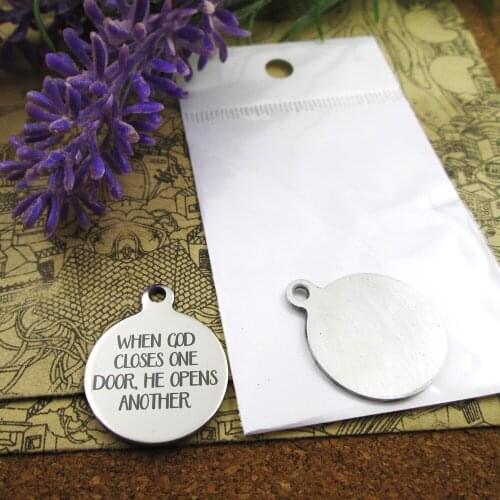 10pcs-"when god closes one door he opens another"stainless steel charms more style for choosing DIY Charms pendants for necklace