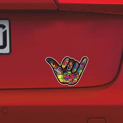 12.7CM*8.9CM Shaka Hang Loose Graffiti Car Sticker Reflective Decal PVC