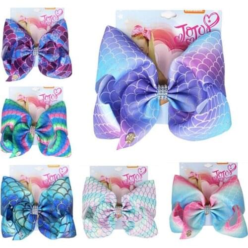 Fish scales Hair Bow 8inch Bowknot Hair Clip Hairpin Children Barrette Party Headwear Hair Accessories 12PCS/ OEM & ODM