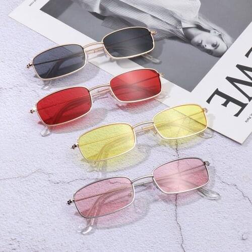 2021 Classic Colorful Metal Rectangular Sun Glasses Small Oval Women Sunglasses Eyewear UV400 Brand Shades Goggles