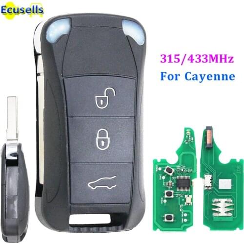 3 Button Remote Key Fob 315MHz/433mhz for Porsche Cayenne 2004-2011 with ID46 chip Uncut blade