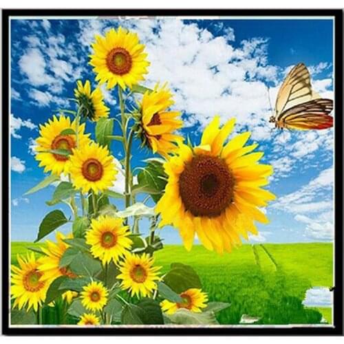 3D Butterfly Sunflower 5D Resin Square diy Embroidery Diamond Cross Stitch Wall Stickers square diamond Craft Home Decoration