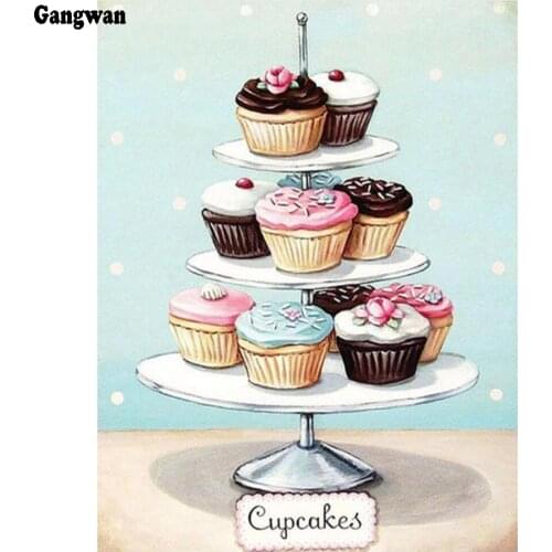 DIY Diamond Paintings Sweet Cupcakes diamond Embroidery Mosaic Paste Cross Stitch kits Home Kitchen Decorations Handmade Crafts