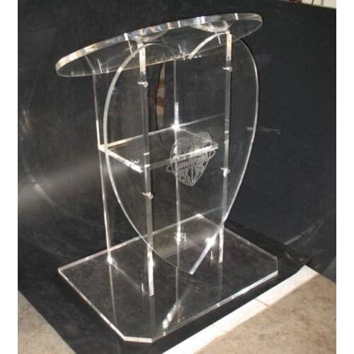 Free shipping the new popular wedding special heart-shaped acrylic podium organic glass church pulpit podium acrylic