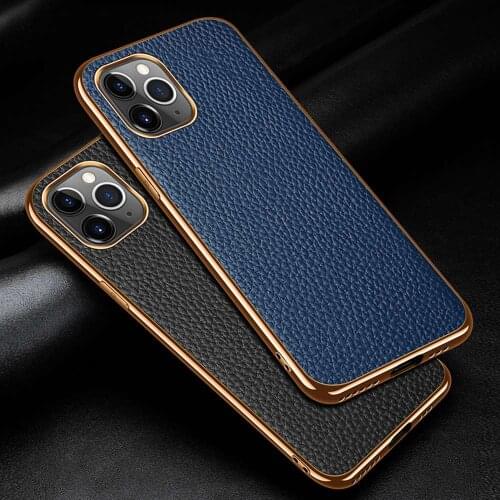 Genuine Leather Case For Iphone 11 Pro Case For 11pro Max Cover Electroplate Frame Etui Coque For Iphone 11 Cases Phone Fundas