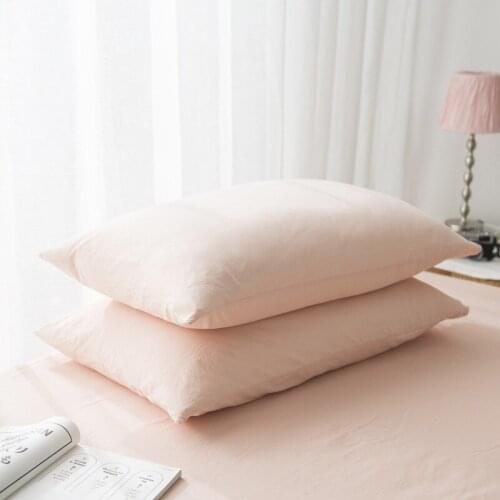 Brief Style Light Pink Pillow Case Solid Color 100% Cotton Pillowcases 1 Pair, Comfortable, Sweat Wicking and Breathable