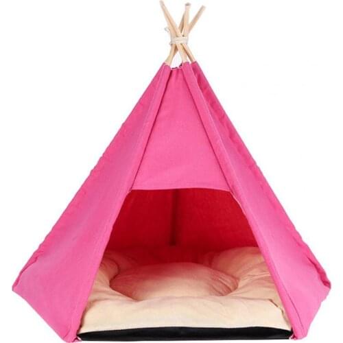 Pet Tent House Cat Bed Portable Teepee With Thick Cushion And 2 Colors Available For Dog Puppy Excursion Outdoor Indoor