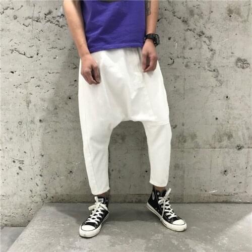 Drop Crotch Jeans Joggers Men Baggy Low Crotch Denim Harem Pants Male Hip Hop Street Dance Loose Sweatpants Summer X9141