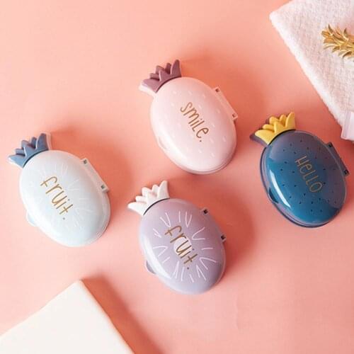 Soap Dish Box Pineapple Shape with Lid Cover PP Travel Soap Carry Case for Travel