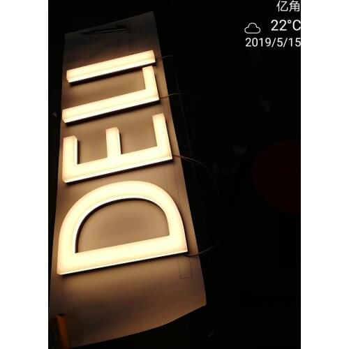Customized 3d logo letter sign acrylic luminous face and partial side lit led letter for shop bar