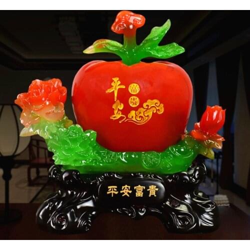 Chinese Style Lucky Apple Statue Ornaments Resin Sculpture Crafts Wine Cabinet Entrance Home Decoration Accessories Wedding Gift