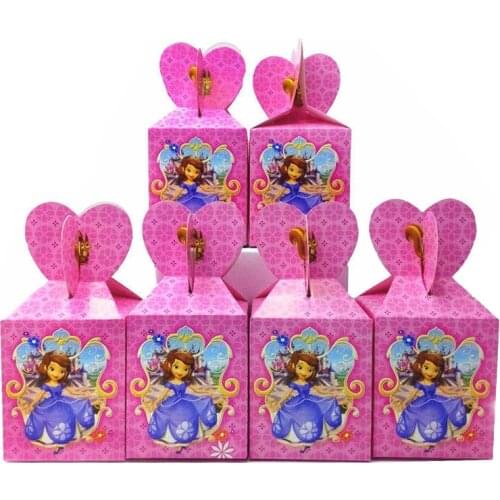 Sofia Princess Theme Birthday Party Decor Candy Boxes Baby Shower Paper Gift Boxes Baby Shower Supplies 8.5*8.5*18cm Gift Boxes