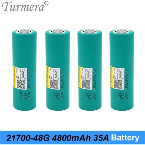 Turmera 21700 48G 4800mAh Lithium Battery 35A Discharge Current for Flashlight Heanlamp and 36V 48V E-Bike E-Scooter Battery Use