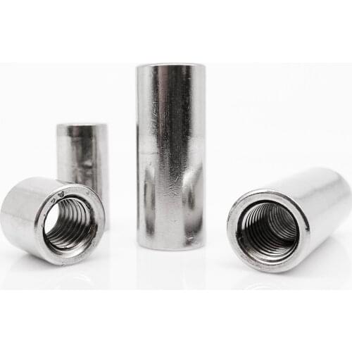 2/5/10pcs M3 M4 M5 M6 M8 M10 A2 304 Stainless Steel Extend Long Lengthen Round Coupling Connector Joint Sleeve Nut Metric Thread