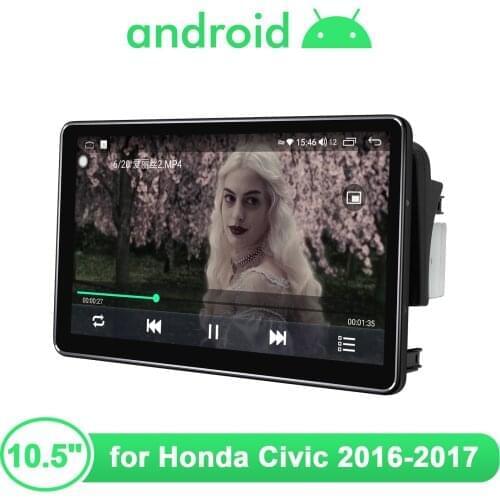 Radio Tape Recorder 1din Android Head Unit Multimedia Player Carplay 10.5" Car Stereo Automotive Sound For Honda Civic 2016-2017