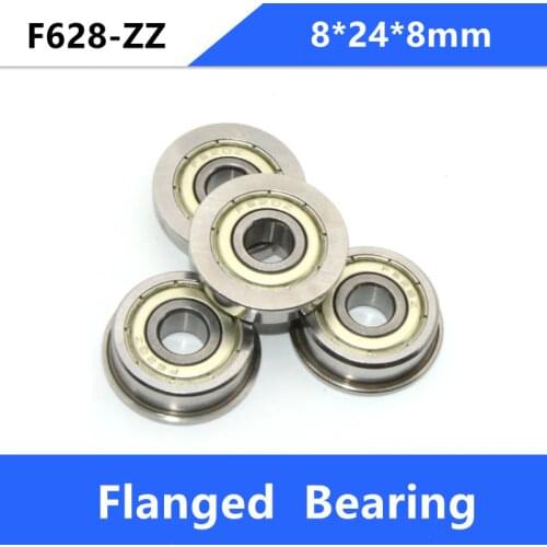 20/50/100pcs F628ZZ F628-ZZ Z F628Z 8x24x8 mm miniature shielded flange deep groove ball bearing F628-2Z 8*24*8