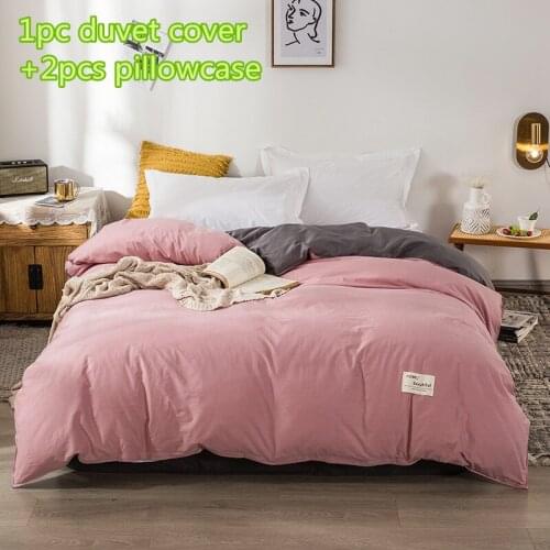 Fashion Duvet Cover Sets Cotton Pink Quilt Cover Single Twin Full Bedding Sets 2pc Pillowcase Luxury Solid Comforter Cover Sets