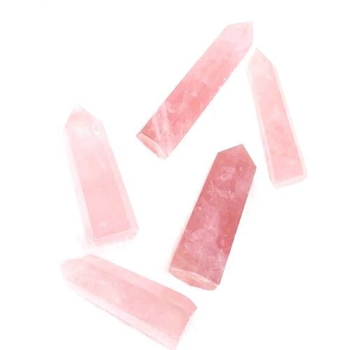 Natural Pink Rose Quartz Obelisk Crystal Wand Tower Gemstones Point Healing Quartz Home Decor