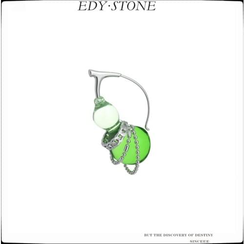 EDY 2021 New Punk Fashion Design Personality Green Gourd Chain Tassel Stud Earring Ear Clip Integration For Women Girls Jewelry