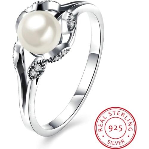 New Arrival Genuine 100% 925 Sterling Silver Ring With Luxury Natural Pearl Jewelry For Women Birthday Gift Party Jewerly