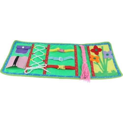 Baby Montessori Early Learning Basic Life Skills Braid Hair Cloth Book Training Toy - Zip, Snap, Button Buckle Lace & Tie Puzzle