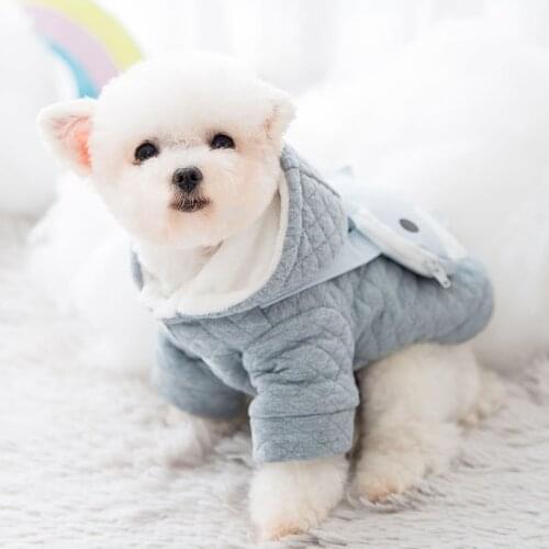 Pet Clothes Autumn and Winter Dog Quilted Cotton Clothes for Small and Medium-sized Dogs Two-Legged Clothes with Backpack Coats