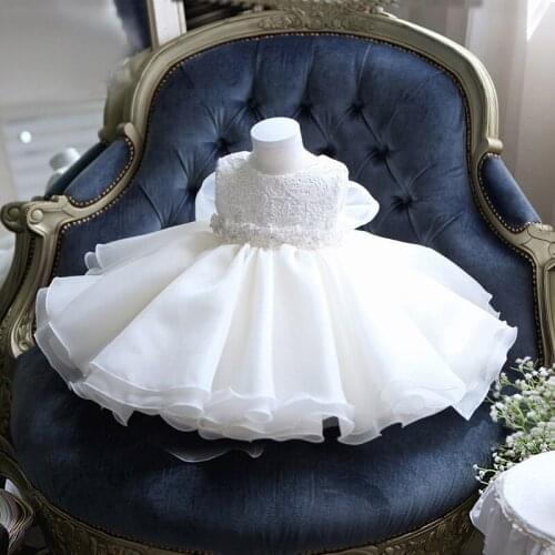 Baby Girls Sleeveless Party Dress Sequin Glistening Back Big Bow White Baptism Birtyday Kids Toddler Wedding Gown TUTU Dresses