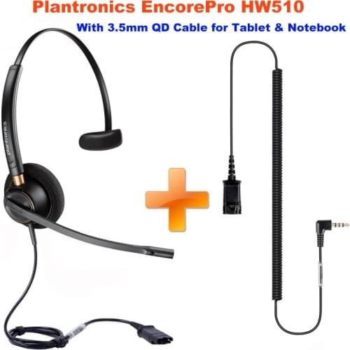 Plantronics EncorePro HW510 89433-01 Wired Headset, with Noise-Canceling Microphone with single 3.5mm Plug