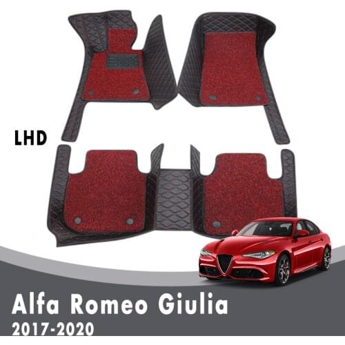 Luxury Double Layer Wire Loop Carpets For Alfa Romeo Giulia 2020 2019 2018 2017 Car Floor Mats Interior Accessories Custom Rugs