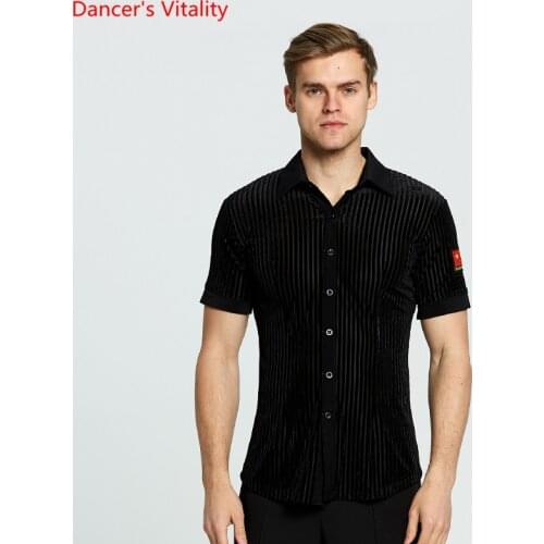 Short Sleeve Ballroom Dance Shirt Adult Mens Waltz Latin Dance shirt Men Latin Dance Shirts Ballroom Stage Dance Tops