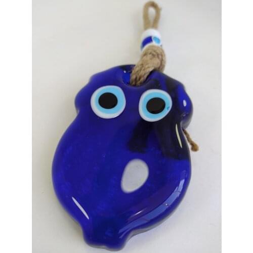 Owl Evil Eye 9cm Glass Bead Pendant Charm Turkish Handmade Amulet Wall Hanging Talisman Boho Home Decor Made in Turkey