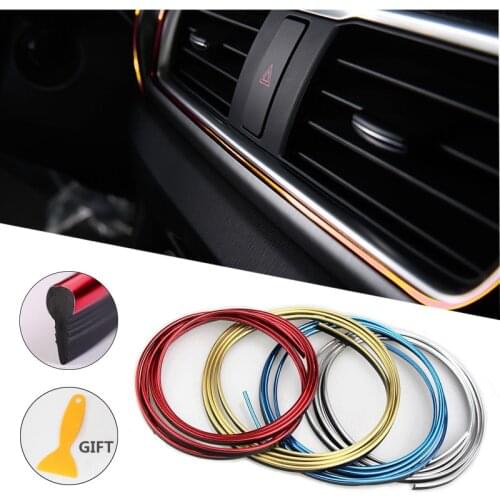 Car Styling Universal DIY Flexible Interior Moulding Trim Strips Car Accessories Decoration Strip Dashboard 5M Edge Stickers