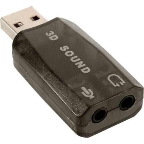 External Virtual USB 3D 5.1 Channels Stereo Sound Card Audio Adapter TRS 3,5mm Jack Mic Microphone Black for PC Laptop
