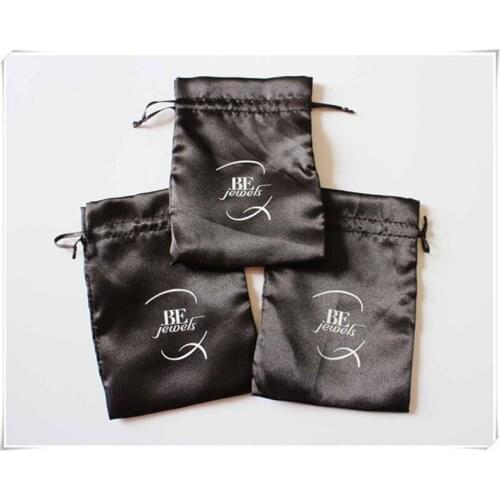 Customized logo Satin underwear pouch Drawstring bag Jewelry satin bag wedding Gift Bags free shipping